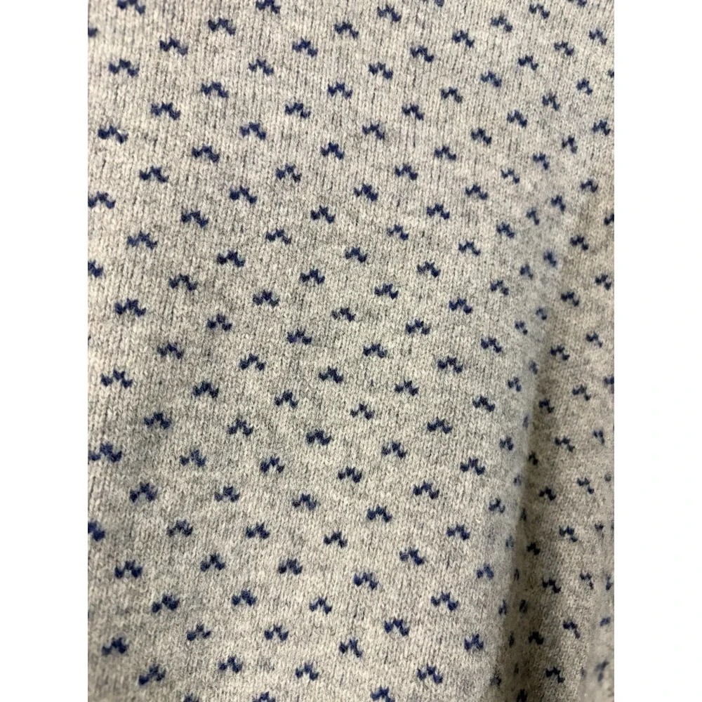 J.Crew Men's Large 100% Lambswool Gray Blue Birdseye Crewneck Sweater